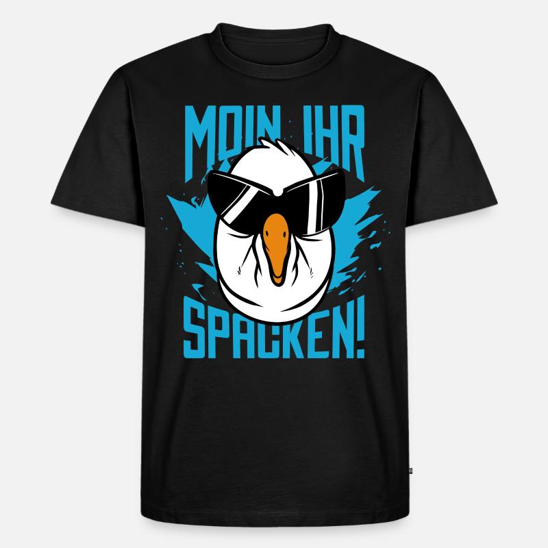 Moin Ihr Spacken Möwe - Männer Premium Bio T-Shirt - Schwarz