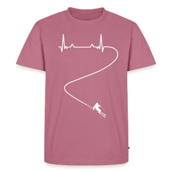 Ski fahren Skifahrer Sport Herzschlag - Männer Premium Bio T-Shirt - Mauve - Vorne - Nico (187cm)