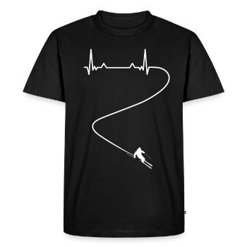 Ski fahren Skifahrer Sport Herzschlag - Männer Premium Bio T-Shirt - Schwarz - Vorne - Nico (187cm)
