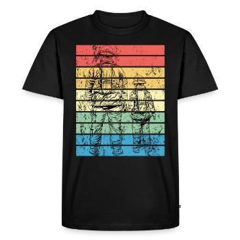 Pompier Pompier Vintage Père Fils - T-shirt Premium bio Homme - noir - Devant - Nico (187cm)