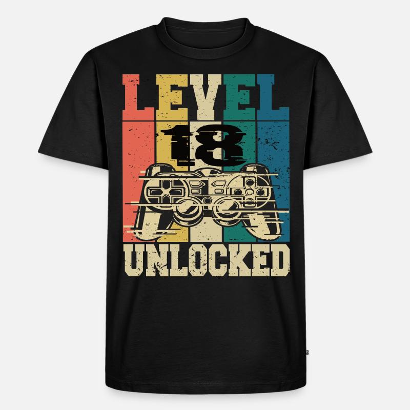 Level 18 Freigeschaltet - Männer Premium Bio T-Shirt - Schwarz