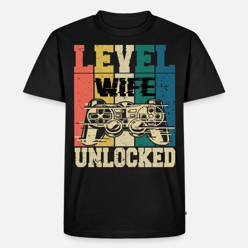 Level Ehefrau Freigeschaltet - Männer Premium Bio T-Shirt - Schwarz