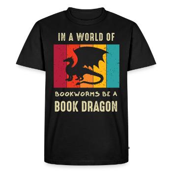 Book Dragon Design Librarian Book Lovers - Men's Premium Organic T-Shirt - black - Front - Nico (187cm)