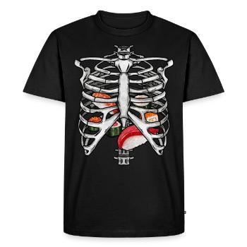 Esthétique japonaise Skeleton Rib Cage Sushi Gesch - T-shirt Premium bio Homme - noir - Devant - Nico (187cm)