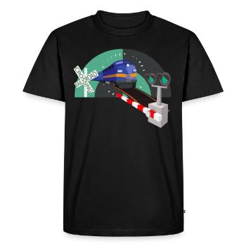 Passage à niveau Barrière Travailleurs ferroviaires - T-shirt Premium bio Homme - noir - Devant - Nico (187cm)