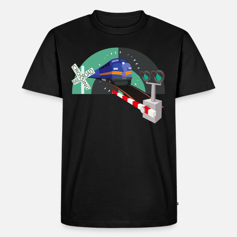 Eisenbahn Übergang Schranke Eisenbahner - Männer Premium Bio T-Shirt - Schwarz