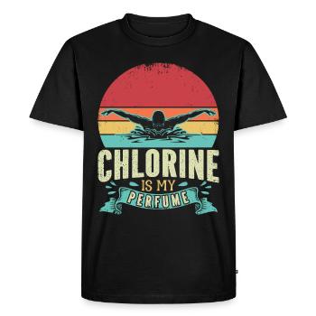 Drôle de nageur Nageur Chlore Est Mon Parfum - T-shirt Premium bio Homme - noir - Devant - Nico (187cm)