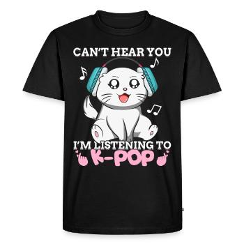 Kpop Kawaii Cat J’écoute de la musique K-pop Ges - T-shirt Premium bio Homme - noir - Devant - Nico (187cm)