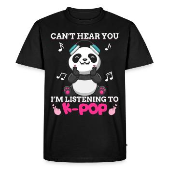 Kpop Kawaii Panda Bear J’écoute de la musique K-pop - T-shirt Premium bio Homme - noir - Devant - Nico (187cm)