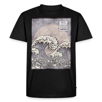 Japanese Aesthetic Kanagawa Wave postage stamp G - Men's Premium Organic T-Shirt - black - Front - Nico (187cm)