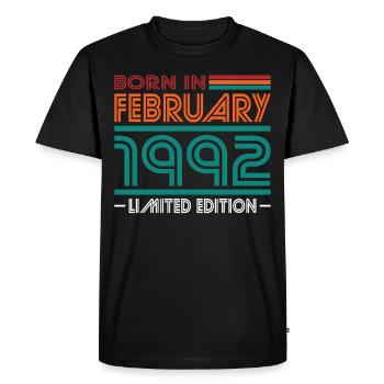 30th birthday born 1992 Born in February 1992 - Men's Premium Organic T-Shirt - black - Front - Nico (187cm)