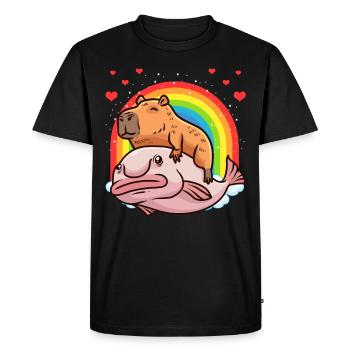 Capybara Kawaii Blobfish Capybara Avec - T-shirt Premium bio Homme - noir - Devant - Nico (187cm)