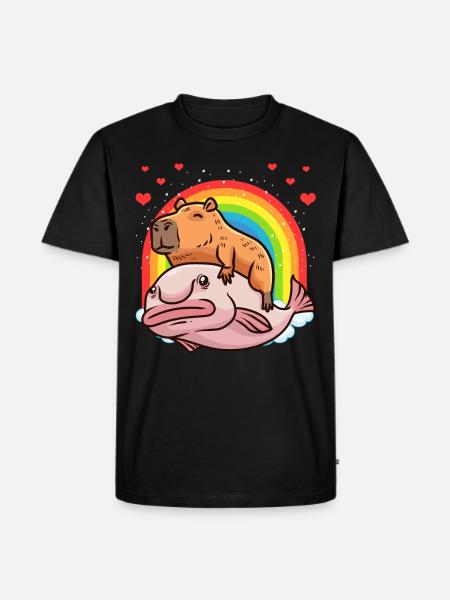 Capybara Kawaii Blobfish Capybara Avec - T-shirt Premium bio Homme - noir