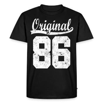 86 born Gift - Men's Premium Organic T-Shirt - black - Front - Nico (187cm)