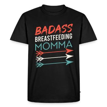Badass Allaitement Mama Lactation Allaitement Mama Mam - T-shirt Premium bio Homme - noir - Devant - Nico (187cm)