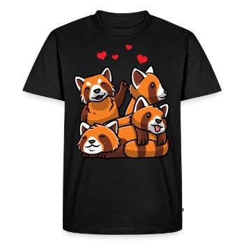 Panda roux kawaii - T-shirt Premium bio Homme - noir - Devant - Nico (187cm)