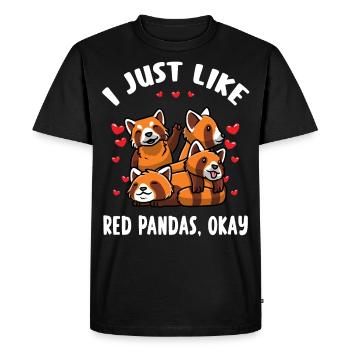 Panda roux kawaii - T-shirt Premium bio Homme - noir - Devant - Nico (187cm)