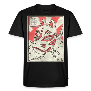 Esthétique japonaise Kitsune Masque Affranchissement G - T-shirt Premium bio Homme - noir - Devant - Nico (187cm)