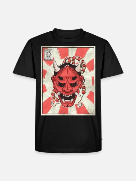 Japansk æstetisk dæmon oni maske frimærke - Herre Premium økologisk T-shirt - sort