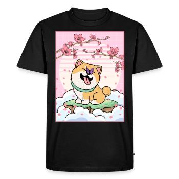 Esthétique japonaise Mignon Shiba Inu Cherry Blossom Gesc - T-shirt Premium bio Homme - noir - Devant - Nico (187cm)