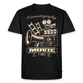 Cinéma Cinéma Cinéma Amateurs de cinéma - T-shirt Premium bio Homme - noir - Devant - Nico (187cm)