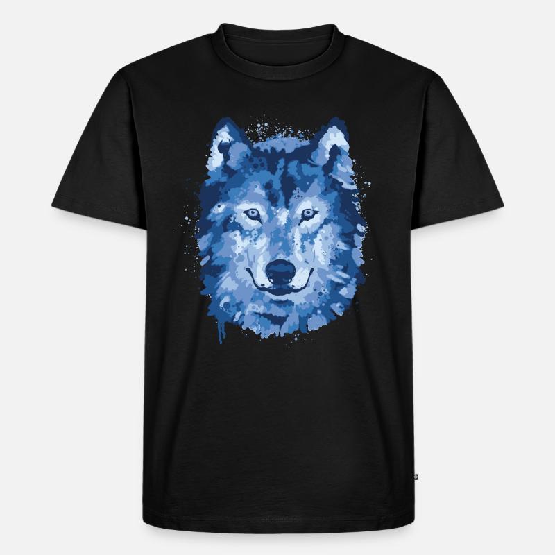 Wolf - Männer Premium Bio T-Shirt - Schwarz