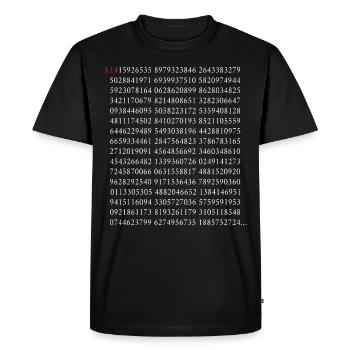 The First 500 Digits Of the Circle Number Pi 3.14 Math - Men's Premium Organic T-Shirt - black - Front - Nico (187cm)