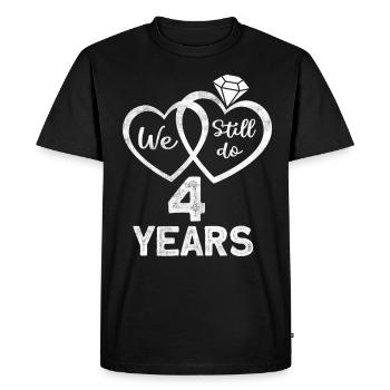 Couples mariés depuis 2018 - 4 cadeaux d’anniversaire de mariage - T-shirt Premium bio Homme - noir - Devant - Nico (187cm)