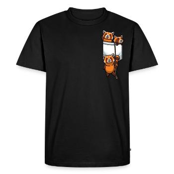 Panda roux Kawaii - T-shirt Premium bio Homme - noir - Devant - Nico (187cm)