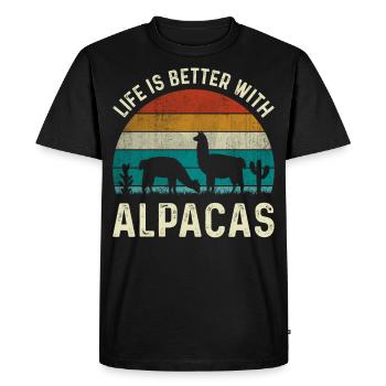 La vie est meilleure avec les alpagas - T-shirt Premium bio Homme - noir - Devant - Nico (187cm)
