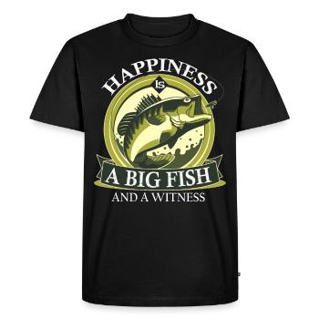 Le bonheur est un gros poisson - T-shirt Premium bio Homme - noir - Devant - Nico (187cm)