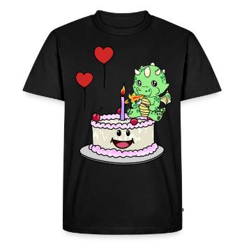 Dragon Birthday Birthday Cake Sweets - Men's Premium Organic T-Shirt - black - Front - Nico (187cm)