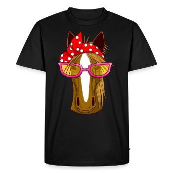Cheval Foulard Cheval Amour Chevaux Fille - T-shirt Premium bio Homme - noir - Devant - Nico (187cm)