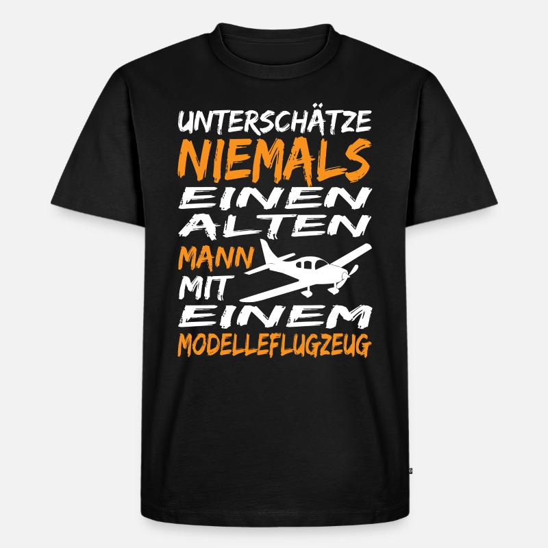 Modellbau Flugzeug Modellflug - Männer Premium Bio T-Shirt - Schwarz