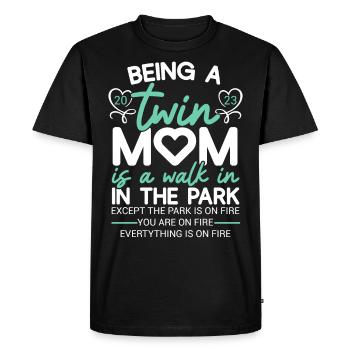 Être une mère jumelle 2023 dire devenir une mère gagnante - T-shirt Premium bio Homme - noir - Devant - Nico (187cm)