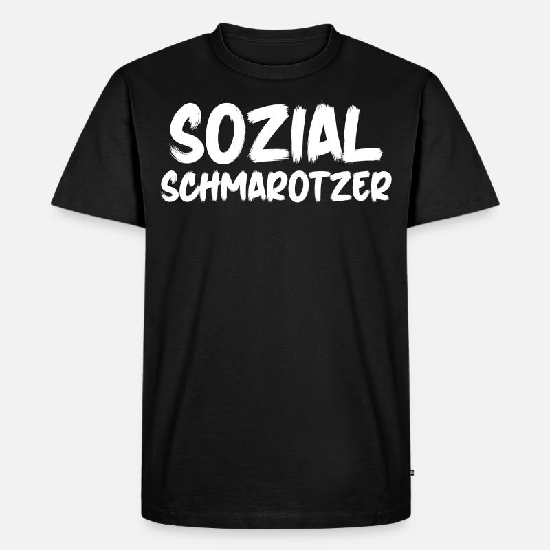 Arbeitsamt Sozialschmarotzer Arbeitslos - Männer Premium Bio T-Shirt - Schwarz