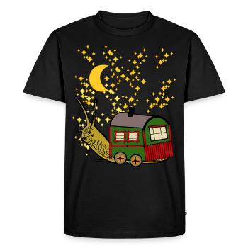 Starry Sky Travel Construction Trailer Snail Camping - Men's Premium Organic T-Shirt - black - Front - Nico (187cm)