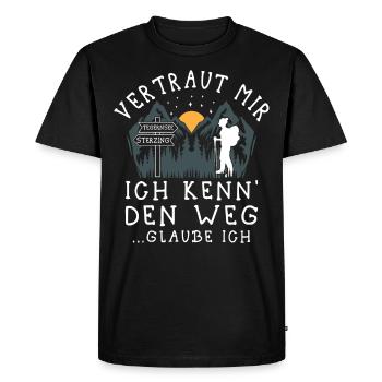 Alpenüberquerung Tegernsee Sterzing Pilgerweg - Männer Premium Bio T-Shirt - Schwarz - Vorne - Nico (187cm)