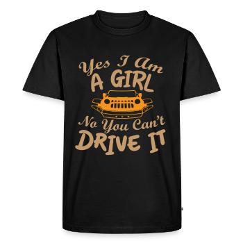 Femme avec véhicule tout-terrain - T-shirt Premium bio Homme - noir - Devant - Nico (187cm)