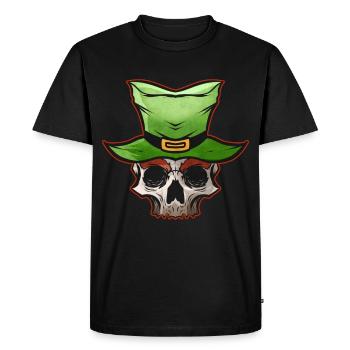 Crâne portant un chapeau vert le jour de la Saint-Patrick - T-shirt Premium bio Homme - noir - Devant - Nico (187cm)