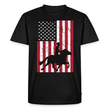 Men's Horseback Riding - Men's Premium Organic T-Shirt - black - Front - Nico (187cm)