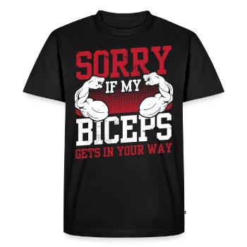 Désolé si mon biceps est sur votre chemin - T-shirt Premium bio Homme - noir - Devant - Nico (187cm)
