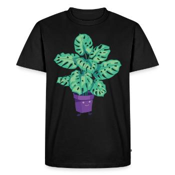 Plants Potted Plant Monstera Cartoon Drawing - Men's Premium Organic T-Shirt - black - Front - Nico (187cm)