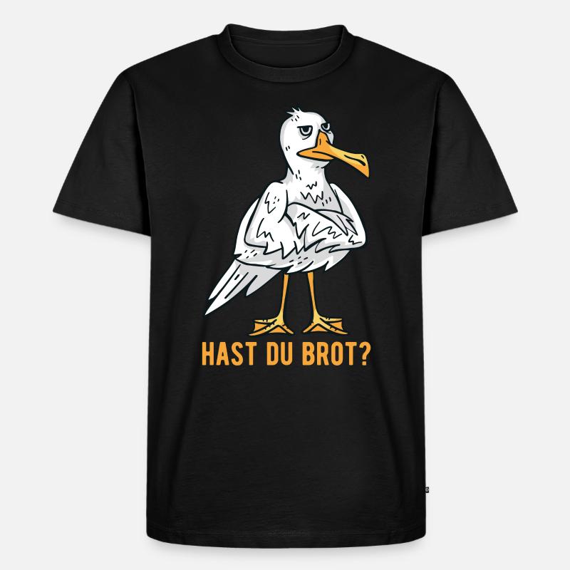 Hast Du Brot Möwe - Männer Premium Bio T-Shirt - Schwarz