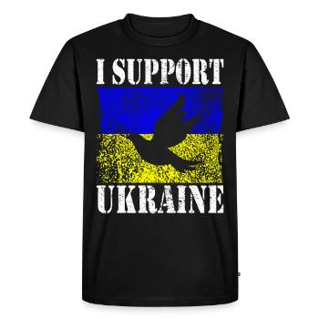 JE SOUTIENS L’UKRAINE SOUTIENT L’UKRAINE - T-shirt Premium bio Homme - noir - Devant - Nico (187cm)