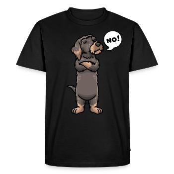 Chien teckel à poil rugueux - T-shirt Premium bio Homme - noir - Devant - Nico (187cm)