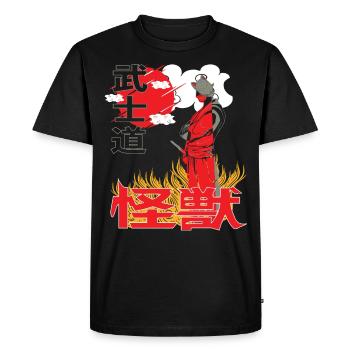 Ninja Artwork Sunset Japan Anime stil in Flammen - T-shirt Premium bio Homme - noir - Devant - Nico (187cm)