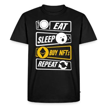 Eat Sleep Nft Répéter Non-fongible Token Crypto Art - T-shirt Premium bio Homme - noir - Devant - Nico (187cm)