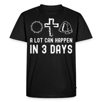 Beaucoup de choses peuvent arriver en 3 jours, drôle de Pâques, Jésus - T-shirt Premium bio Homme - noir - Devant - Nico (187cm)