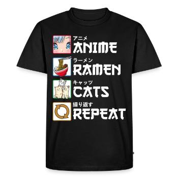 Anime Ramen Cats Repeat Cats Manga Cadeau - T-shirt Premium bio Homme - noir - Devant - Nico (187cm)